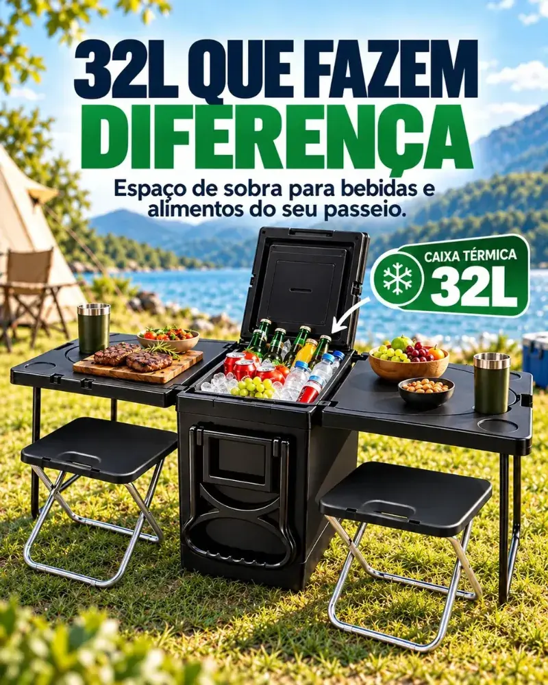 Gelamais – Cooler 5 em 1 com Bebida Gelada e Mesa Pronta