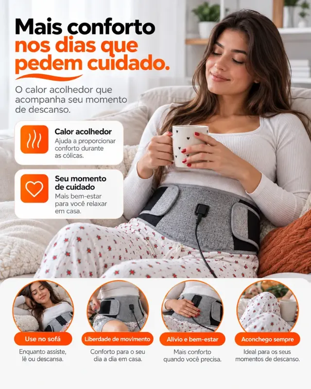 AliviaCare – Cinta Térmica para Alívio de Cólicas Menstruais