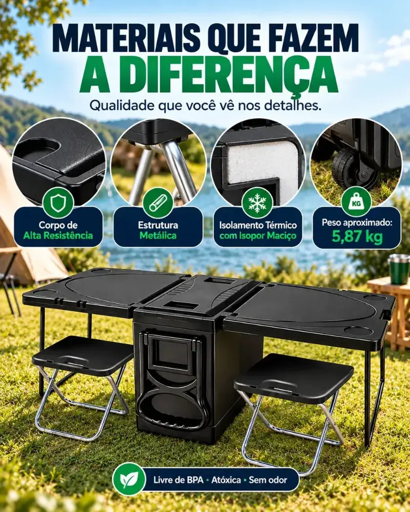 Gelamais – Cooler 5 em 1 com Bebida Gelada e Mesa Pronta