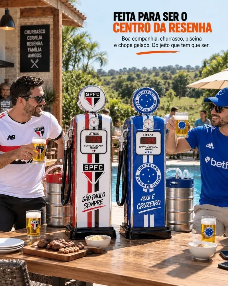 FutChopp™ Chopeira de Futebol Personalizada com Nome e Time do Torcedor
