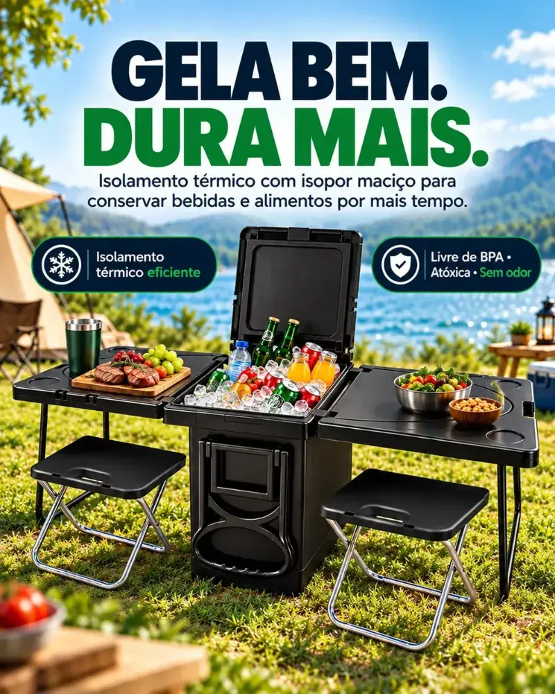 Gelamais – Cooler 5 em 1 com Bebida Gelada e Mesa Pronta