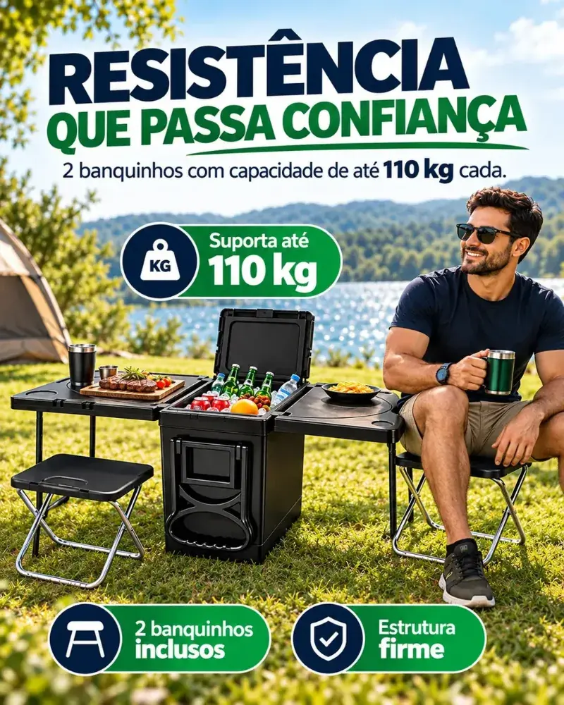 Gelamais – Cooler 5 em 1 com Bebida Gelada e Mesa Pronta