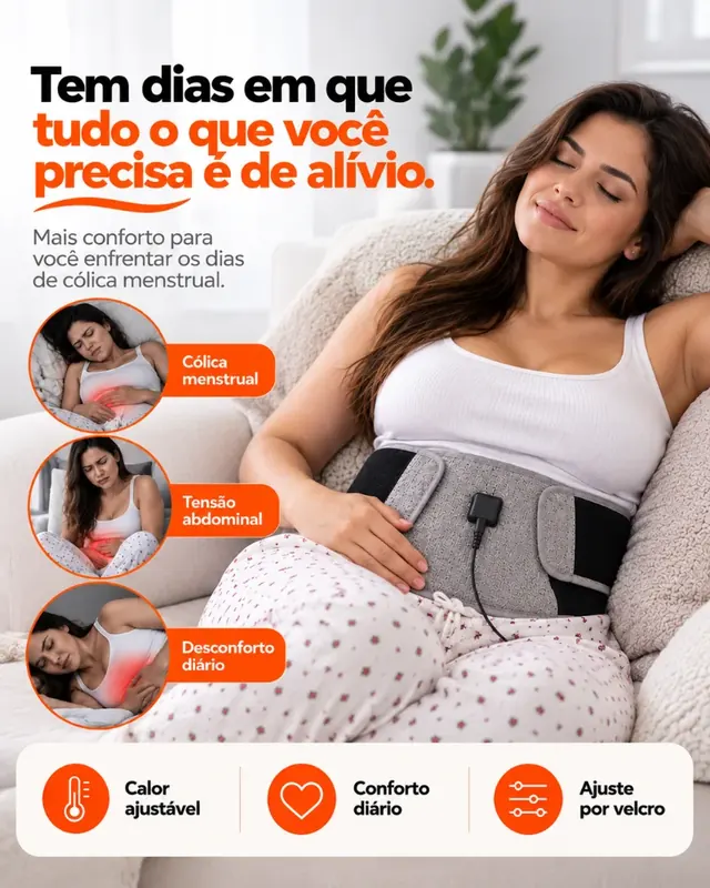 AliviaCare – Cinta Térmica para Alívio de Cólicas Menstruais