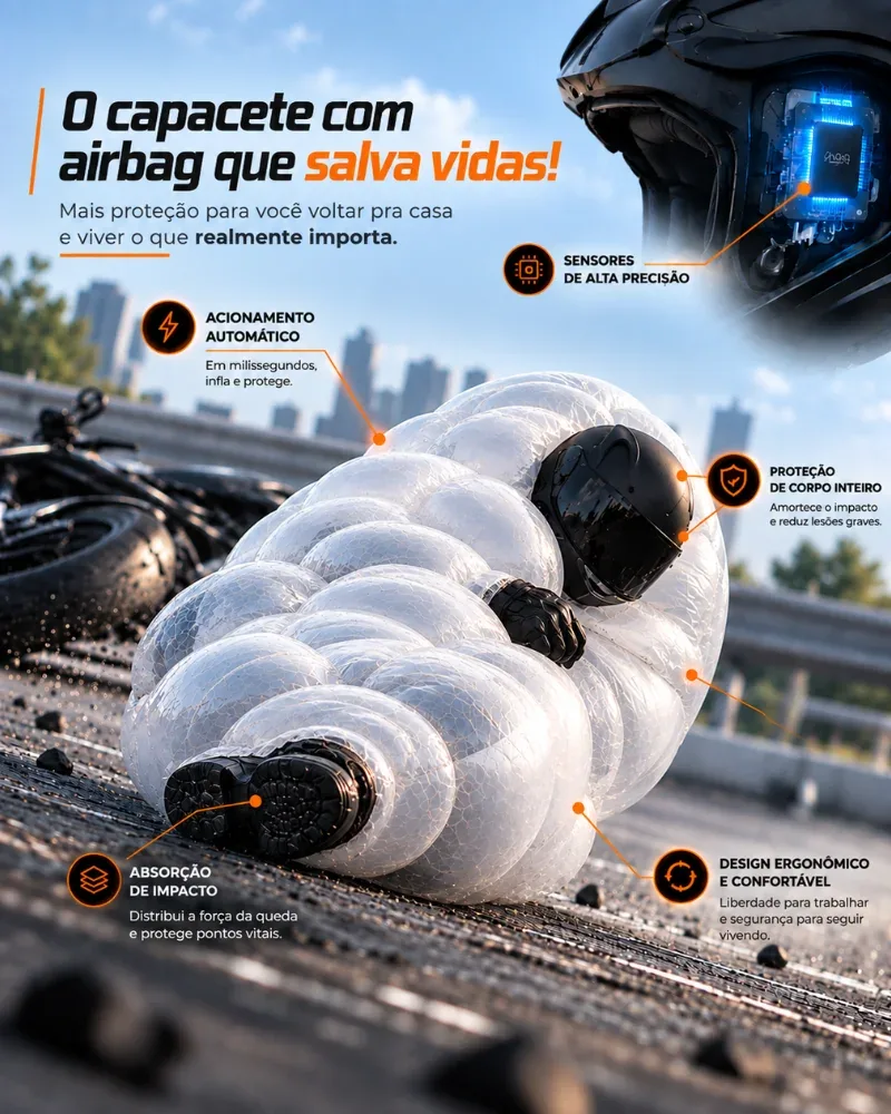 Capacete Total100 - O Capacete com Airbag que Protege o Corpo Inteiro