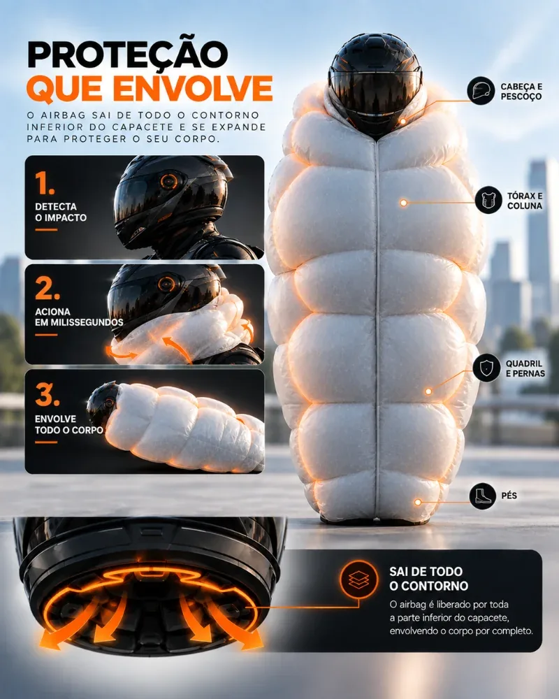 Capacete Total100 - O Capacete com Airbag que Protege o Corpo Inteiro